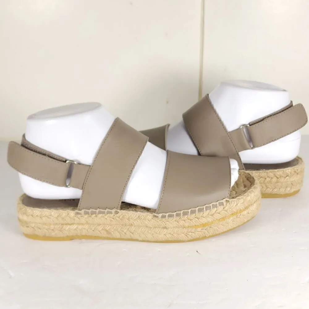 Vince Women's Emilia US 6M Taupe Leather Platform Espadrille Slingback sandals